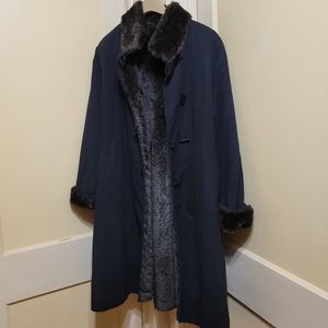 Ensign Collection Reversible faux Fur Coat Black Women's L